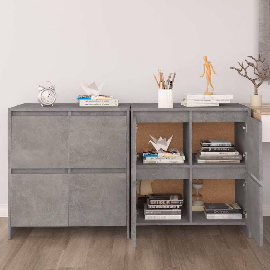Set di 2 credenze vidaXL in legno multistrato e MDF, colore grigio, L 70 cm x P 41 cm x H 75 cm