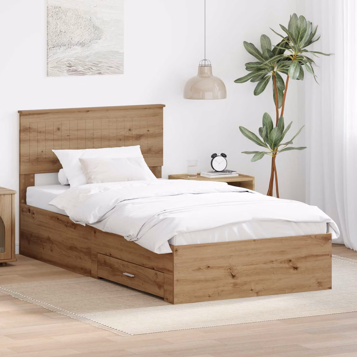 vidaXL Struttura letto moderna con cassetti in legno color marrone L/P/H: 200 x 100 x 90 cm