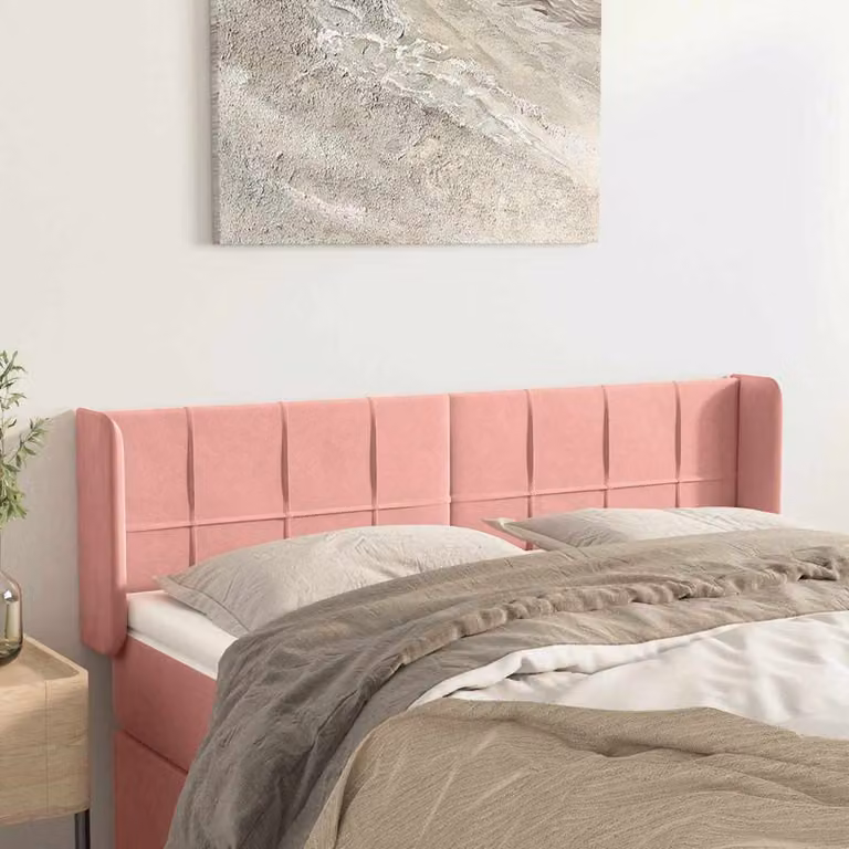 Testiera ad orecchio vidaXL in velluto rosa per camera da letto L: 147 cm, P: 16 cm, H: 78-88 cm