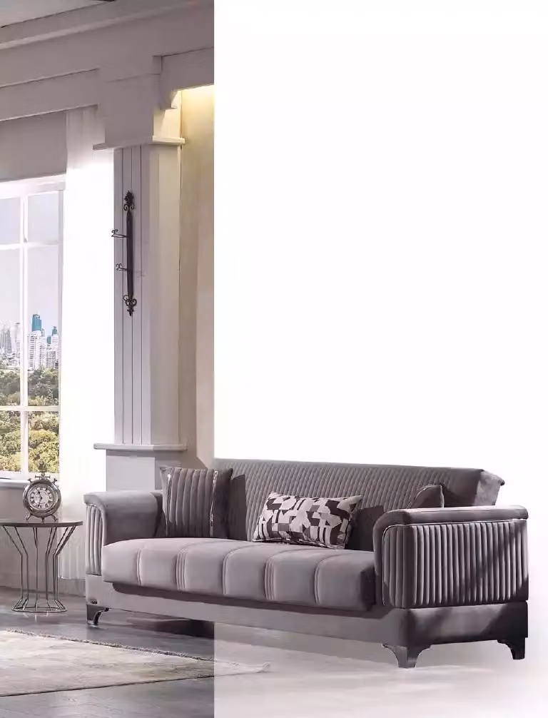 Luxus Graues Sofa Samtsofa Dreisitzer 3-Sitzer Couchen Wohnzimmer Möbel