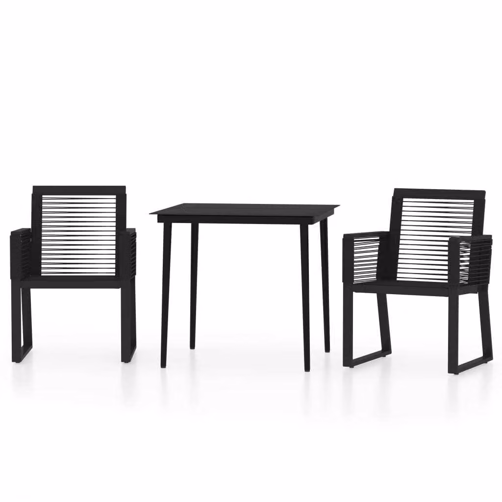 Set Mobili da Pranzo per Giardino 3 pz Nero