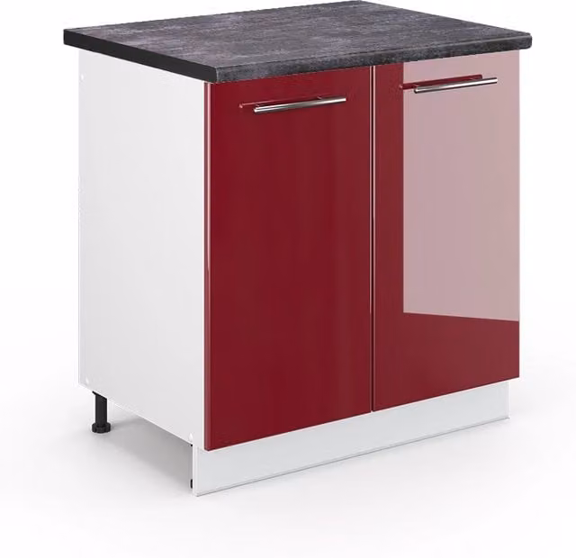 Mobile lavello cucina Fame-Line Bordeaux lucido/Bianco 80 cm, PL Antracite Vicco