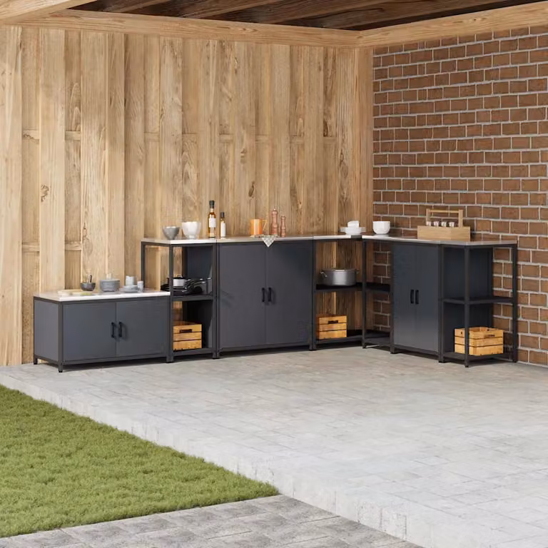 Unità di scaffali per cucina HATTEM vidaXL in metallo antracite H 92 x L 40 x P 50 cm