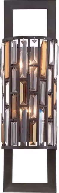 Applique Contemporanea Gemma Acciaio Bronzo Vintage Cristallo 2 Luci E14