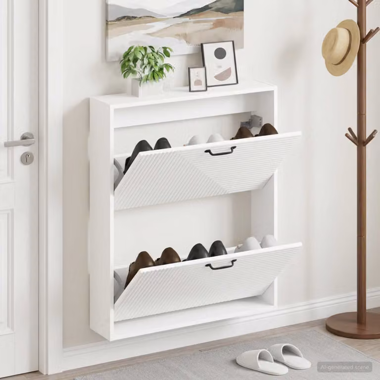Mobiletto per scarpe da muro vidaXL HAARLEM moderno Bianco L: 71 cm, P: 17 cm, H: 86 cm
