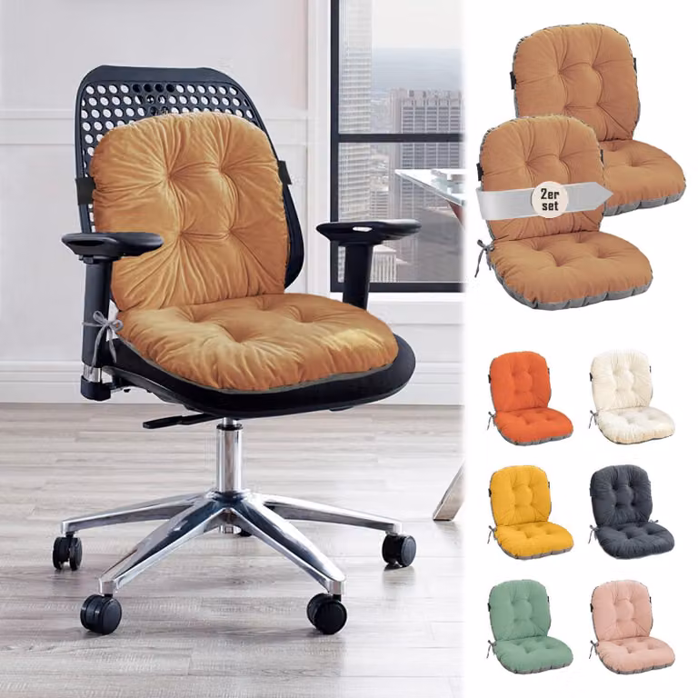Set di 2 cuscini da seduta con schienale, 42x85 cm, color kaki