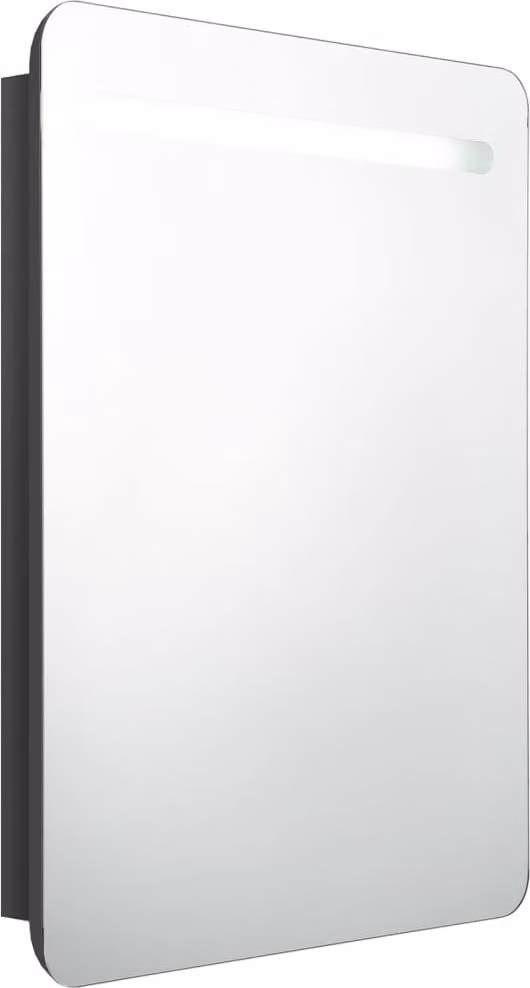 Armadietto Bagno con Specchio e LED Nero Lucido 60x11x80 cm