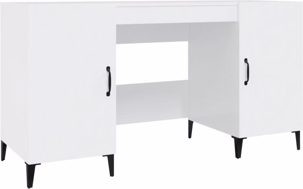 Scrivania Bianco Lucido 140x50x75 cm in Legno Multistrato