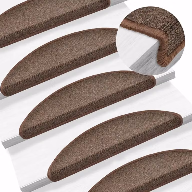 Set di 15 tappetini per scale semicircolari vidaXL, colore marrone, in polipropilene, L: 56 cm, P: 17 cm, H: 3,5 cm