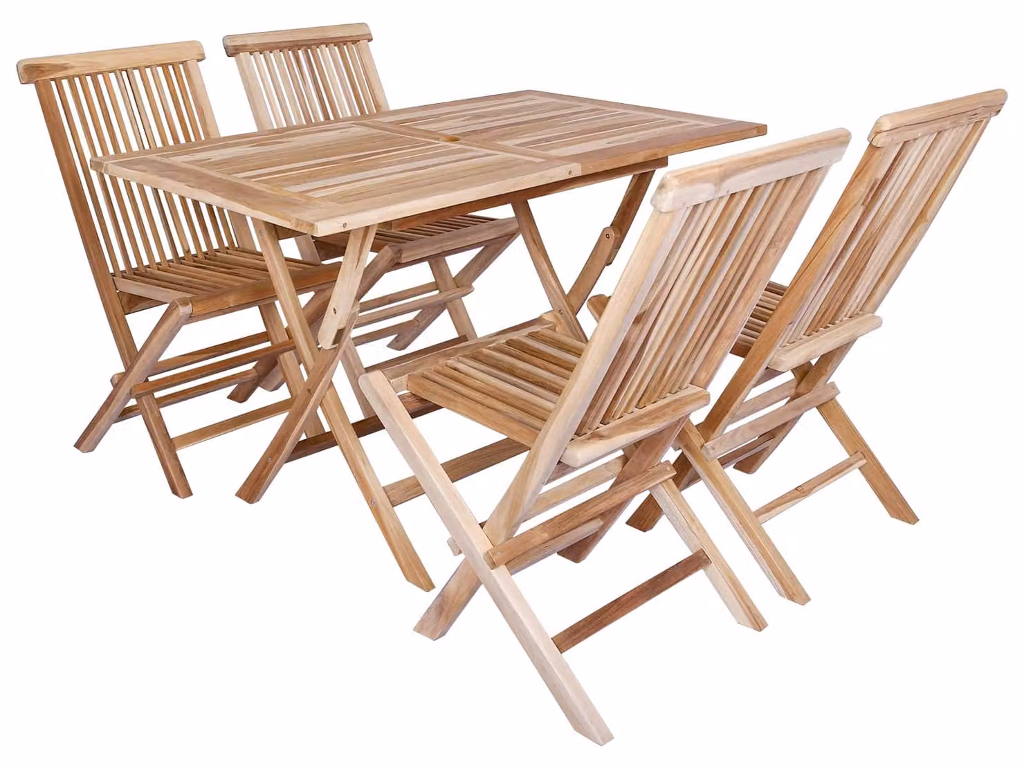 Set di mobili da giardino, 5 pezzi, in legno massello di teak naturale