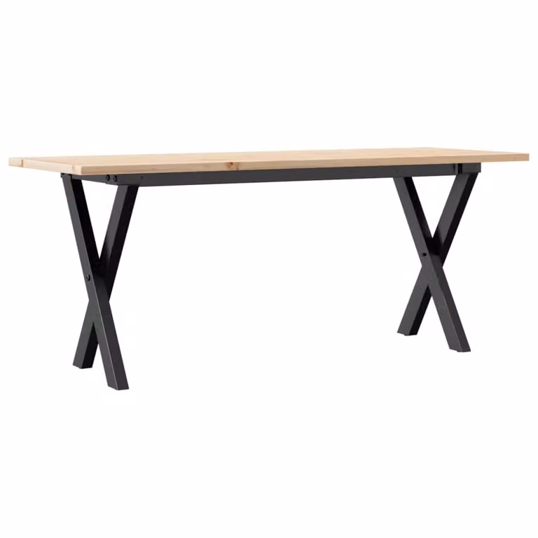 Tavolino Salotto Telaio a X 110x40x45 cm Legno Pino e Acciaio
