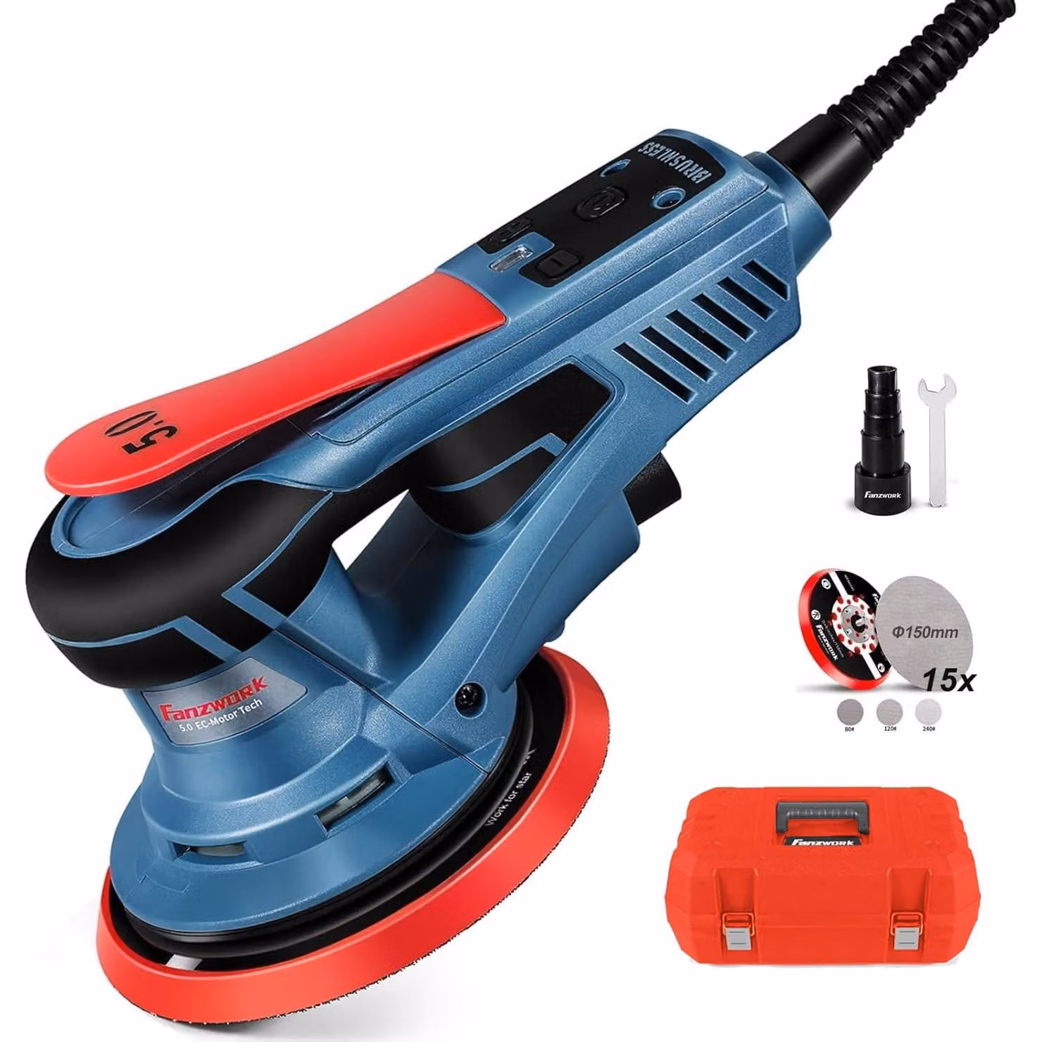Levigatrice orbitale da 350 W - disco abrasivo da 150 mm - corsa di levigatura da 5 mm - elettrica, con cavo