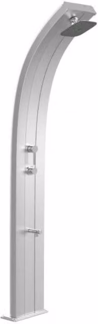 Doccia Solare in Alluminio Dada Arkema Design con Miscelatore, Lavapiedi e Pulsante Temporizzato, Colore Argento, 40 Litri