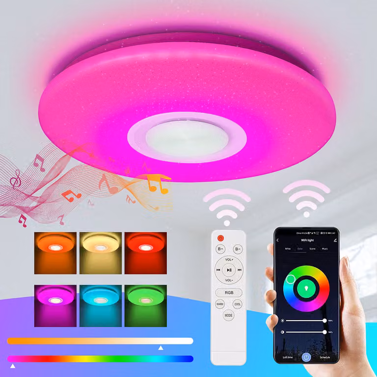 Jopassy 36W Plafoniera LED con effetto cielo stellato, pannello a parete, musica e luce Bluetooth