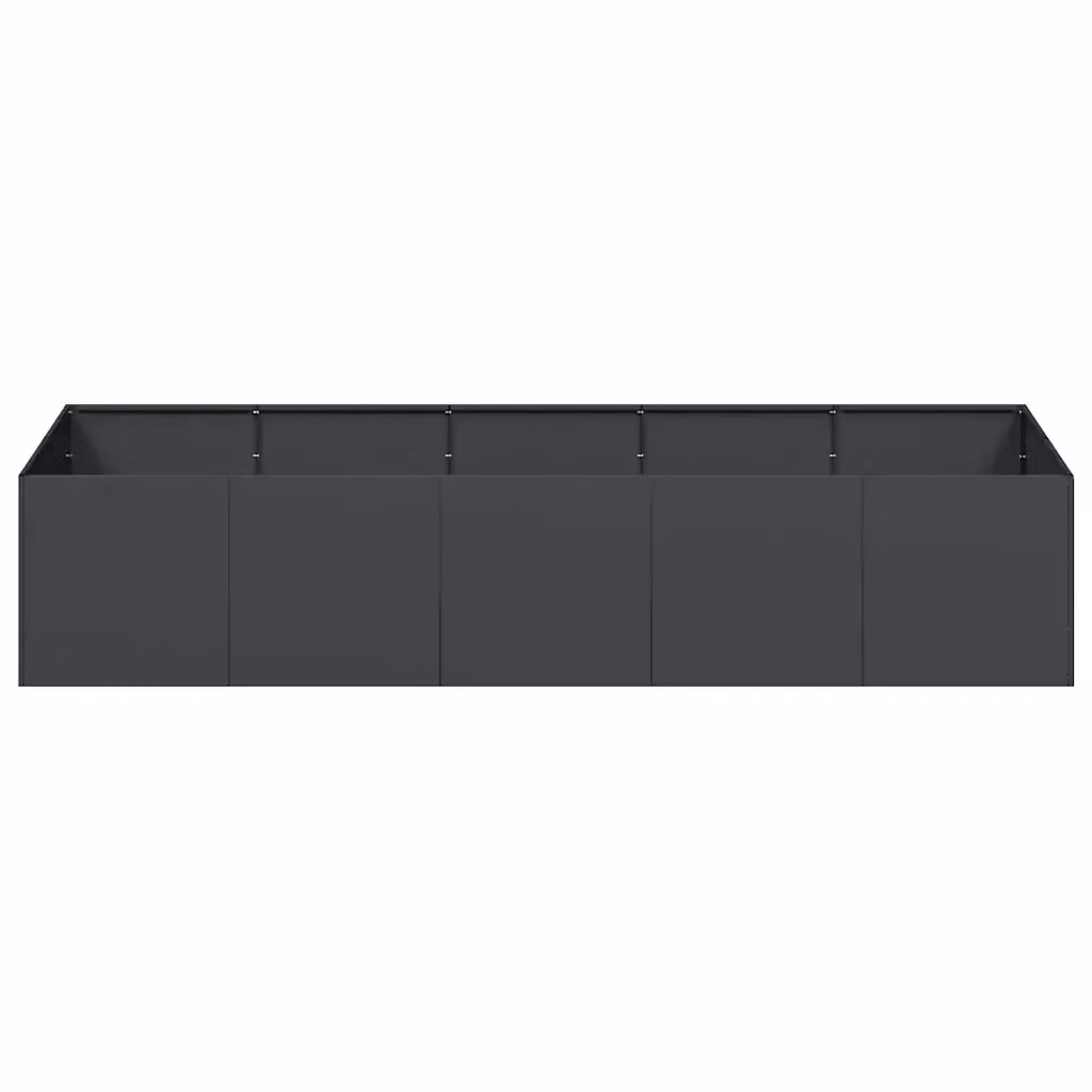 Fioriera moderna in acciaio HELLOSHOP26 per giardino e balcone, colore nero, L: 200 cm, P: 80 cm, H: 40 cm – 2