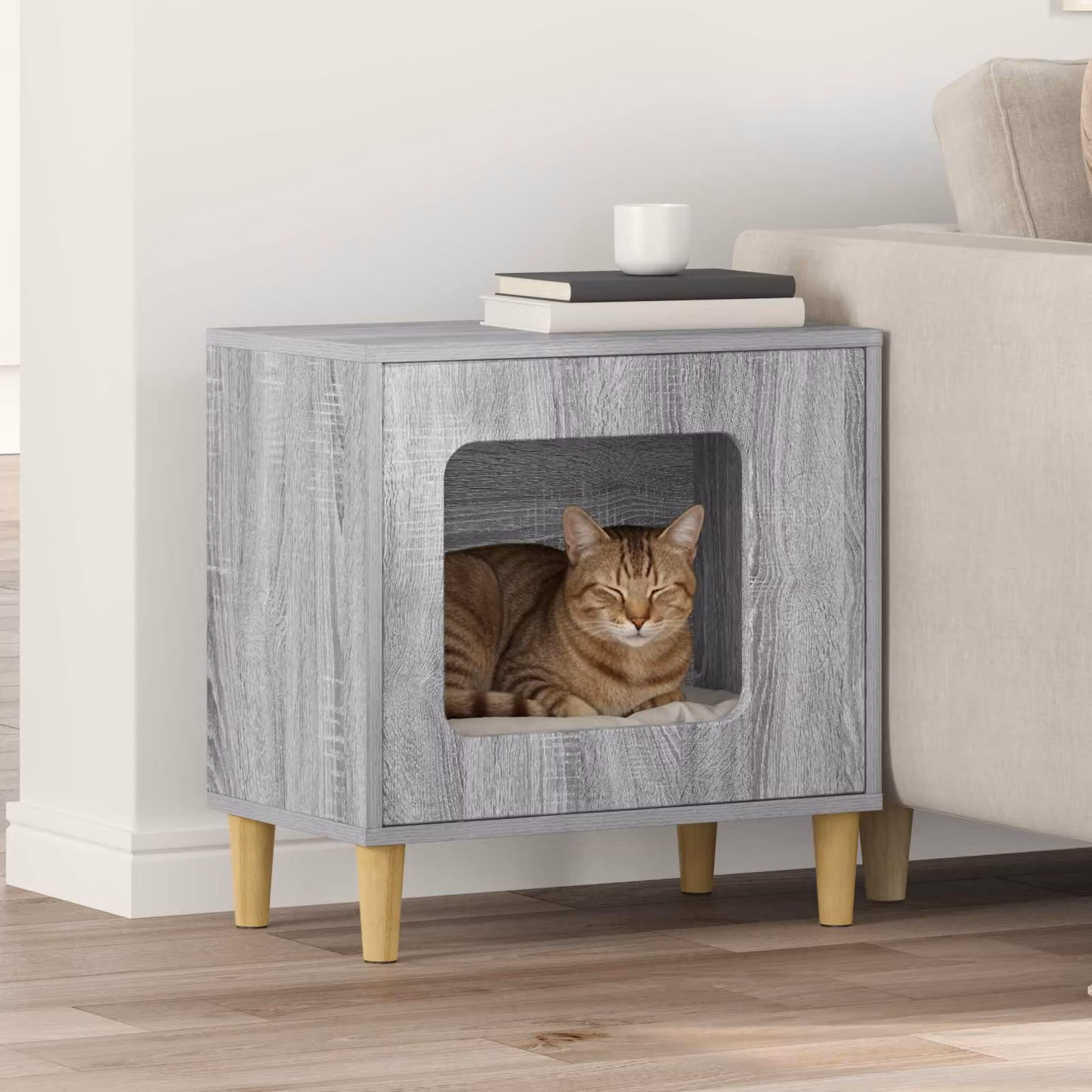 Casa per gatti vidaXL Sonoma grigio L: 51 cm, P: 30 cm, H: 52 cm