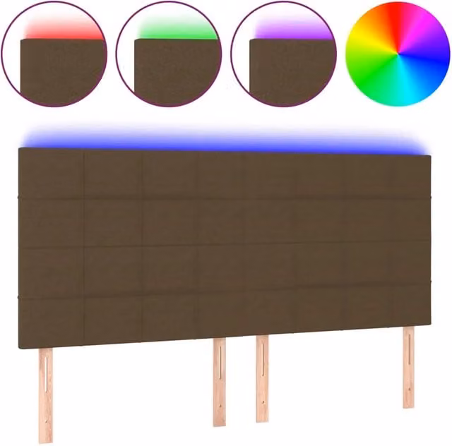 Testiera | Testata a LED Marrone scuro 200x5x118/128cm in Tessuto