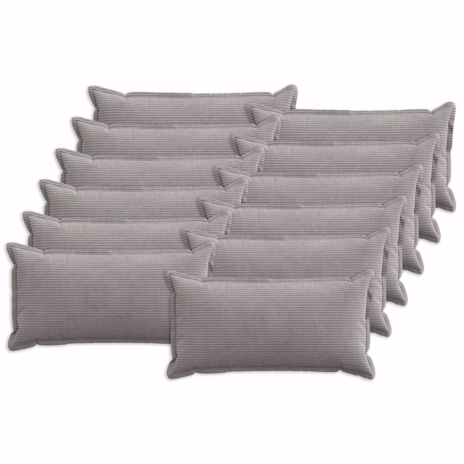 Set di 12 federe vidaXL HOUTEN in velluto a coste, Grigio Chiaro, L 40 cm x P 80 cm