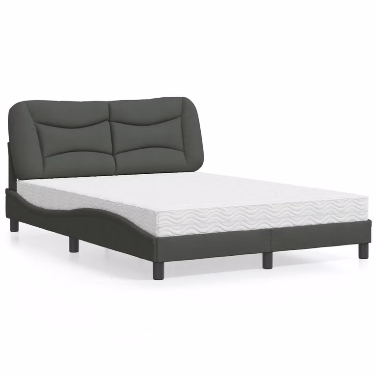 Letto con Materasso Hvar vidaXL in Tessuto Grigio e Bianco L/P/H: 120 x 200 cm