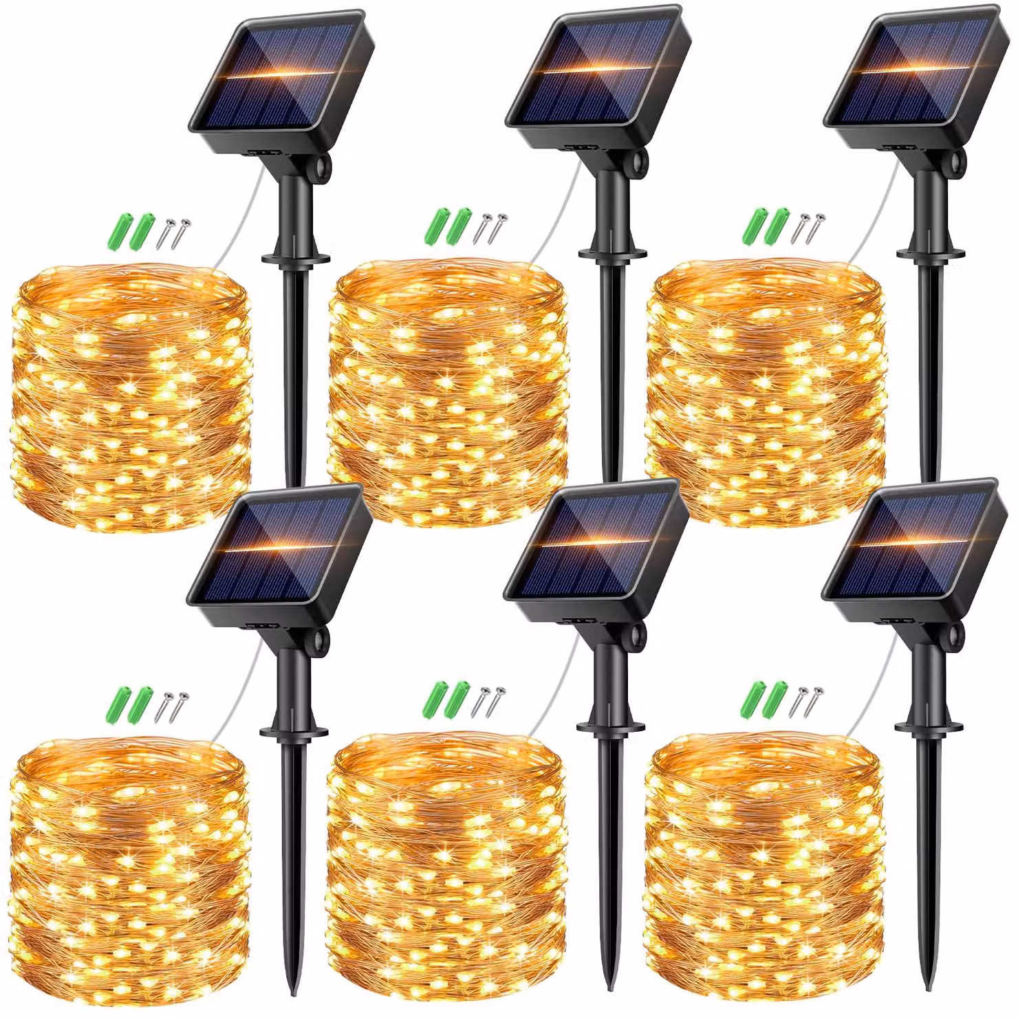 Catena luminosa solare con 80 LED, 10 metri, luce bianco caldo, 8 modalità, grado di protezione IP65