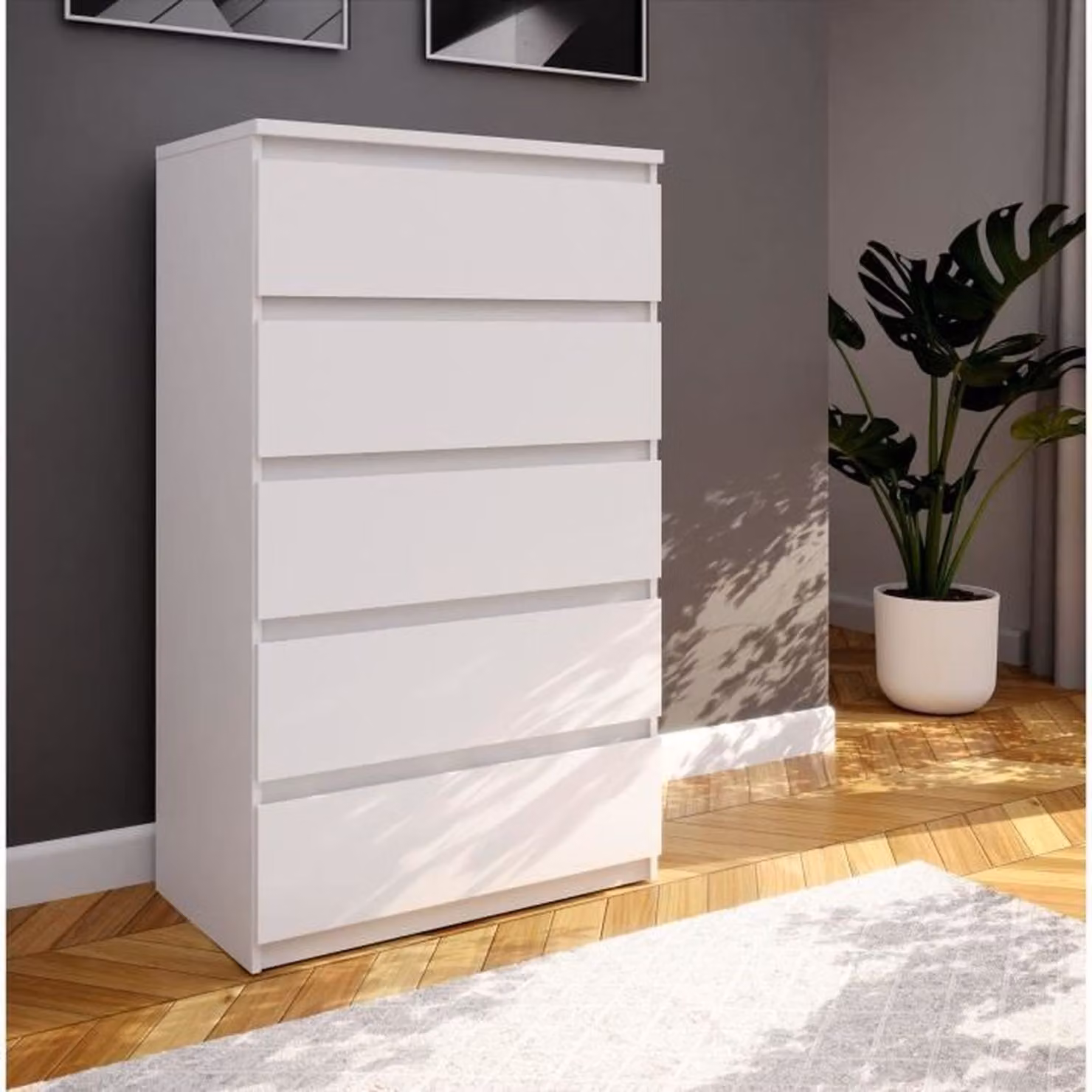 Cassettiera Morgan 5 cassetti bianco opaco – 77.2x42.2x128H