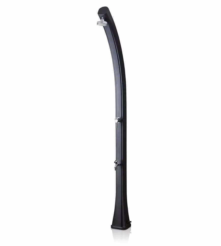 Gre - Doccia solare curva 25 litri nera con rubinetto in ABS e ottone