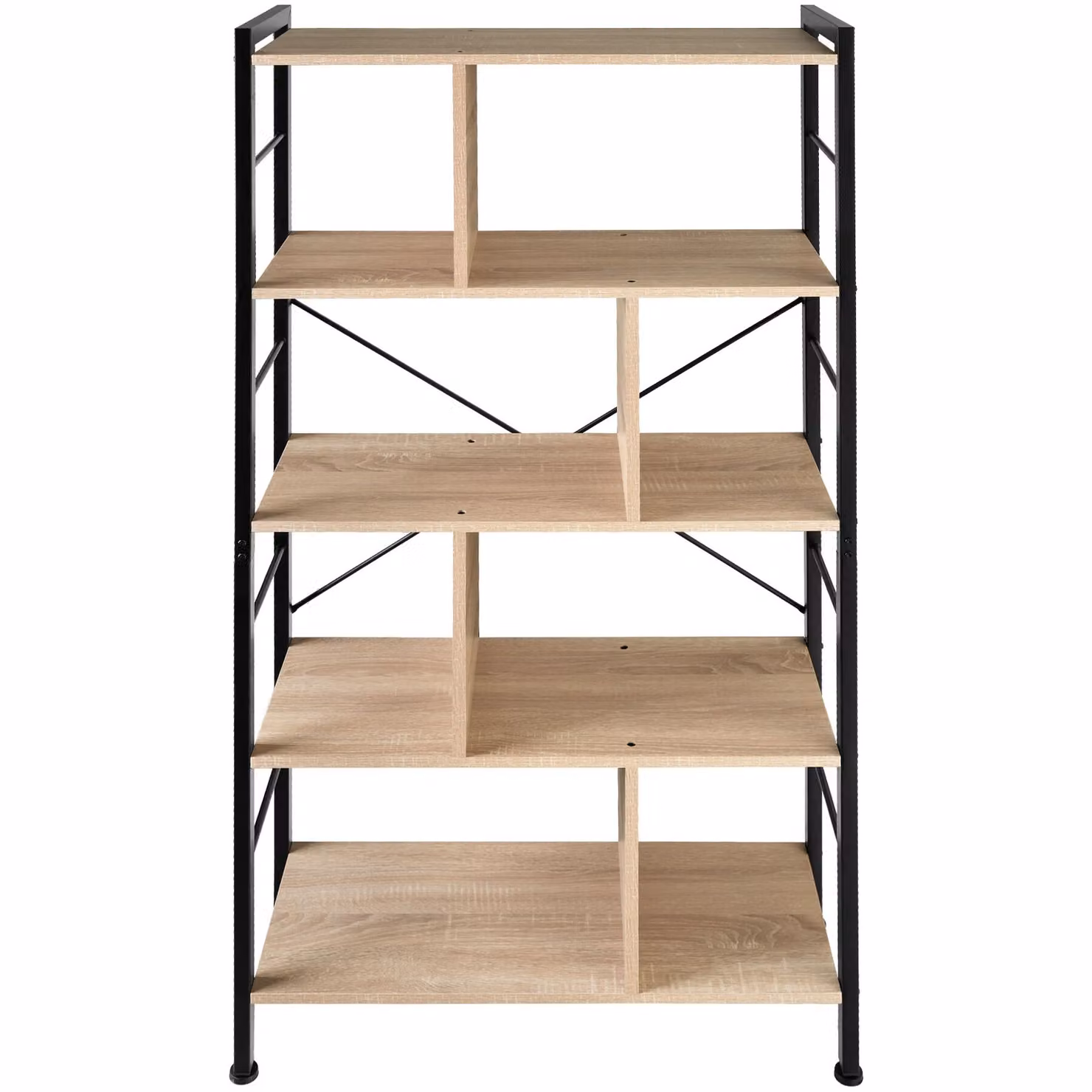 Scaffale Charleston tectake in stile industriale, colore marrone rovere, L: 75,5 cm, P: 30 cm, H: 155 cm – 3