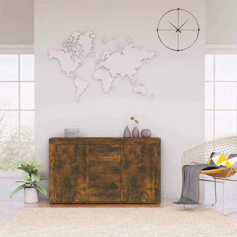 Credenza vidaXL in legno multistrato e MDF color rovere fumo, L 120 x P 36 x H 69 cm