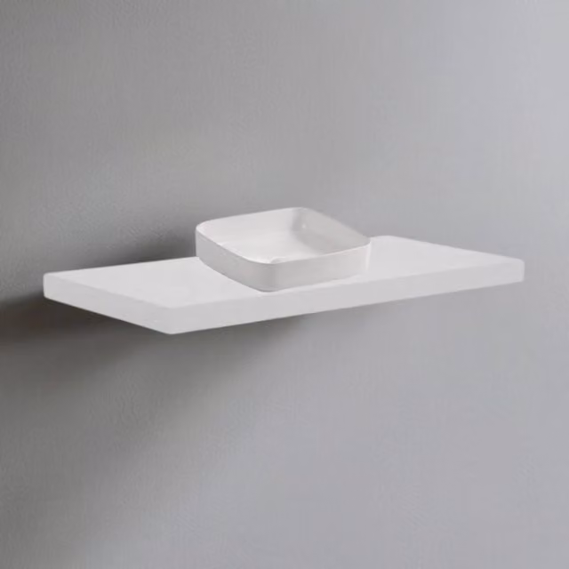 Mensolone da bagno Veriaffari con lavabo da appoggio bianco, design moderno in MDF e metallo, L: 120 cm, P: 47 cm