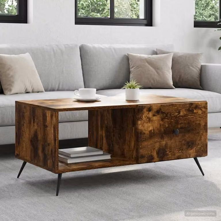 Maison Exclusive - Tavolino da caffè in legno impiallacciato noce, 90 x 50 x 40 cm