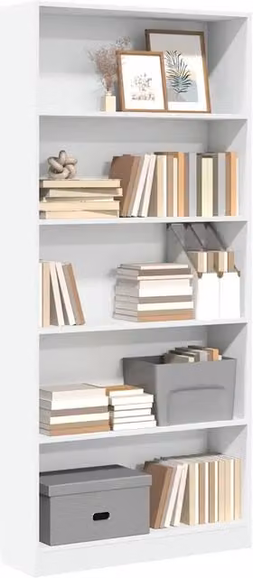 Libreria-Scaffale Design Mania Bianca in Legno Multistrato con Schienale L: 80 cm, P: 24 cm, H: 176 cm