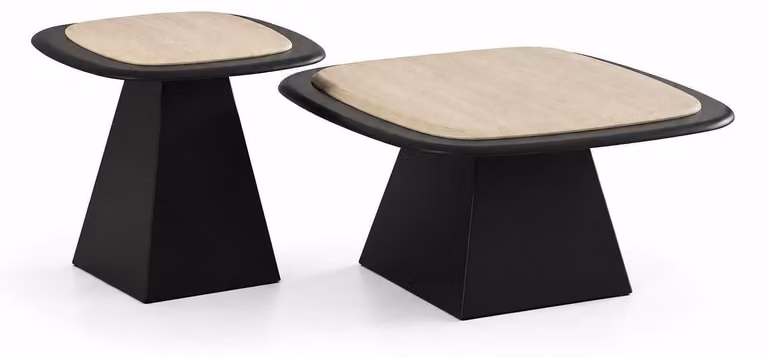 Tavolino da caffè geometrico, robusto, nero, dal design minimalista e a forma di piramide