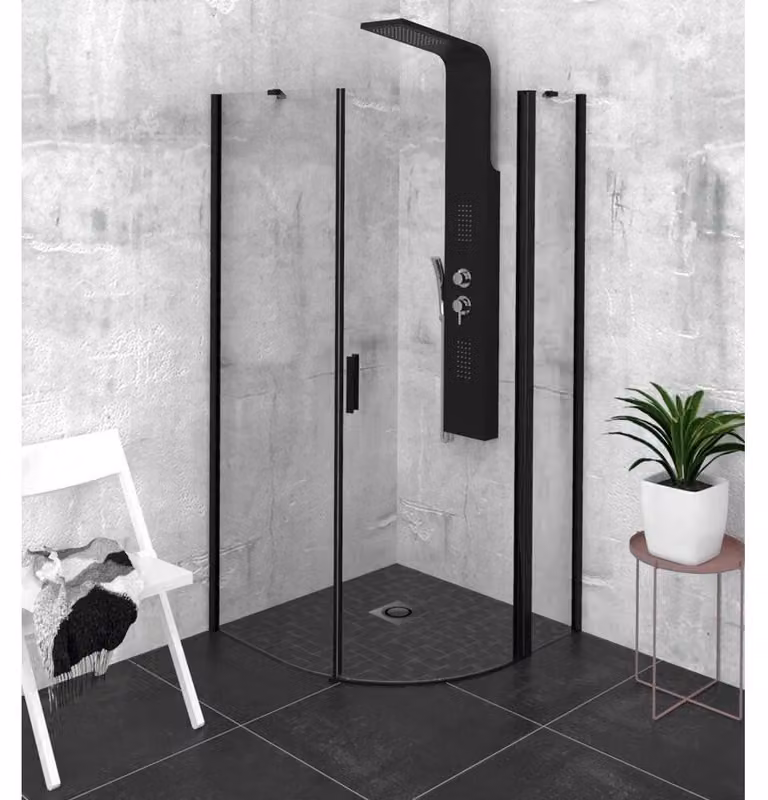 Polysan Zoom Line - Cabina doccia Black 900x900 mm, destra, nero opaco/vetro chiaro ZL2615BR