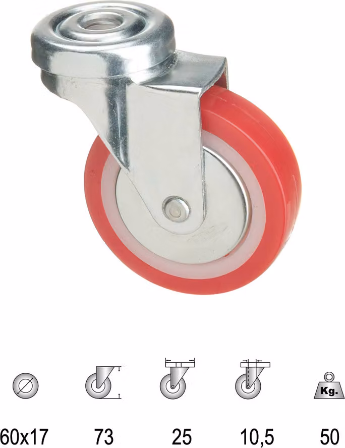 Wolfpack 11112410 Ruota per mobili 6 cm