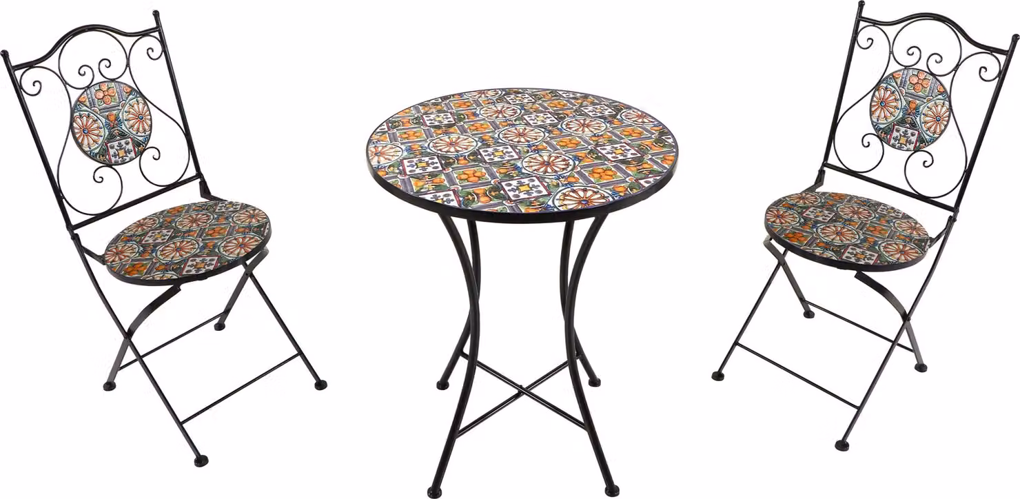AXI Amélie Set Bistrot da Balcone, 2 Sedie 1 Tavolo, Set Bistrò Veranda, Casa del Sol - Set Bistro da Giardino, Tavolo Bistro a Mosaico per Giardino/Balcone/Terrazza