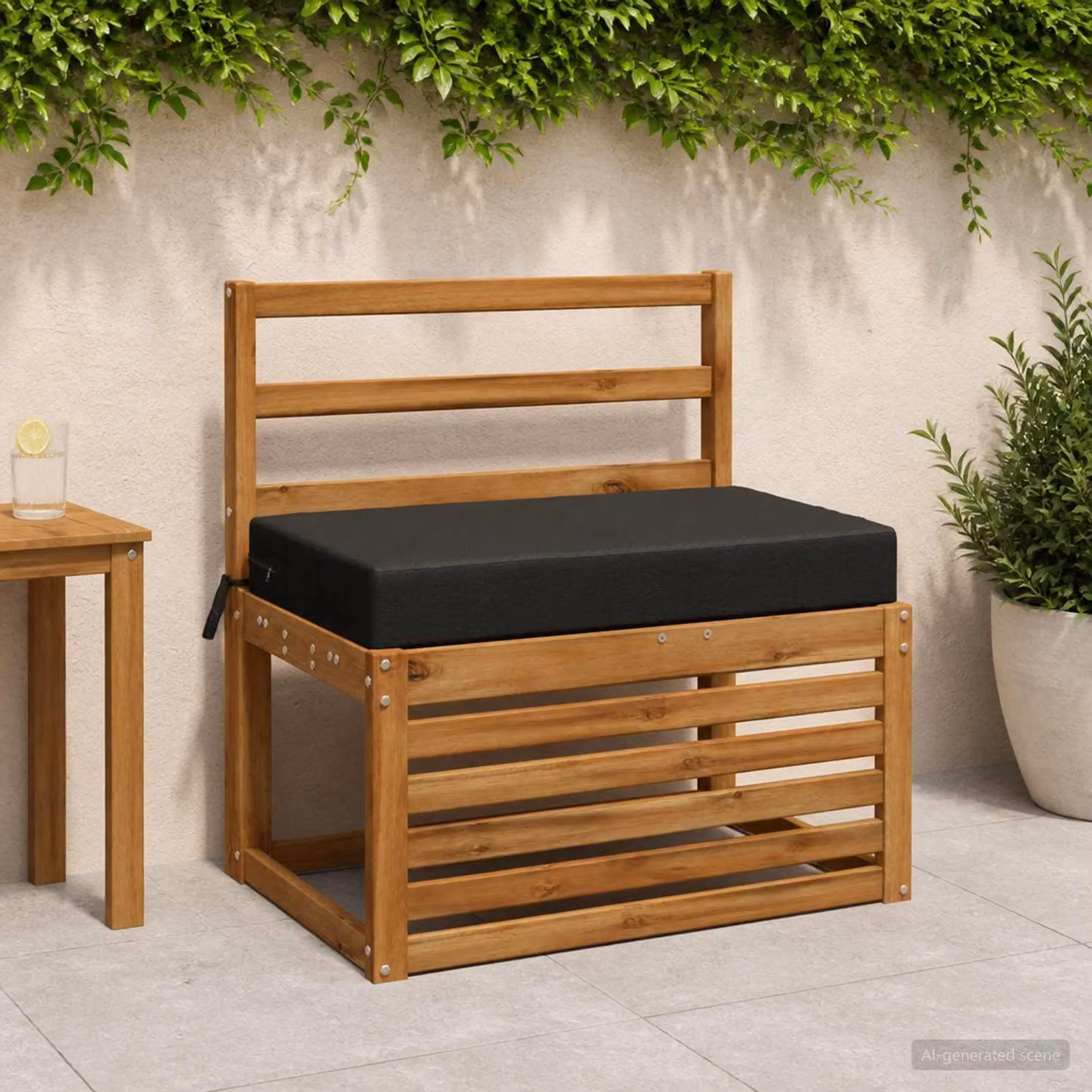Cuscino per la seduta vidaXL SOEST in poliestere nero con rivestimento lavabile e resistente ai raggi UV