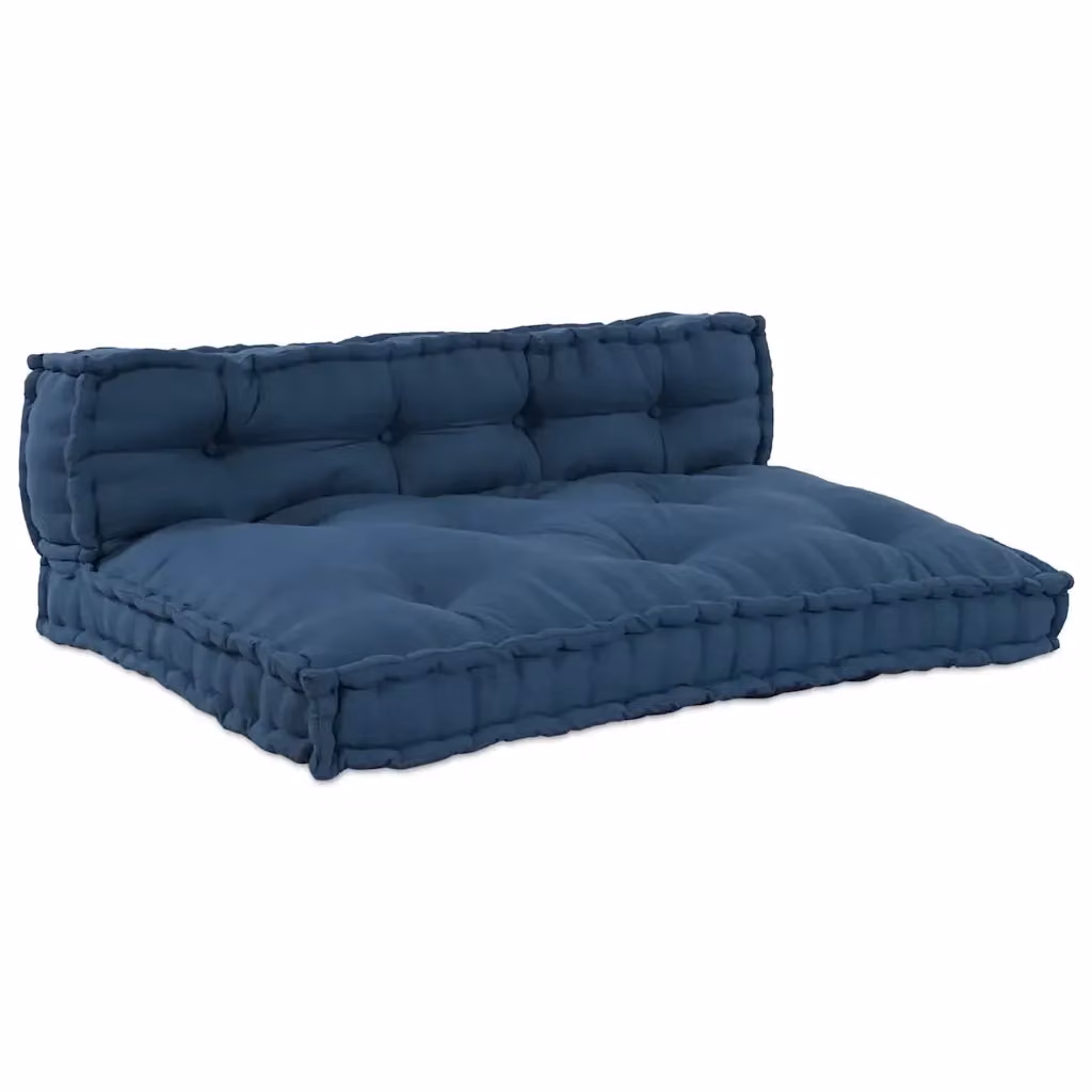 Set di 2 cuscini per divano pallet vidaXL in tessuto blu, forma rettangolare, L/P/H: 120 x 80 x 38 cm – 2