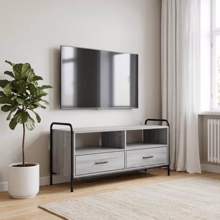 Mobile TV vidaXL moderno in legno e metallo grigio L: 67,5 cm, P: 33 cm, H: 50 cm