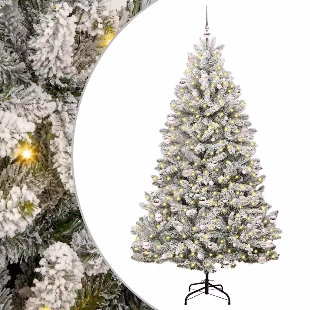 Albero di Natale artificiale moderno vidaXL verde con 300 LED bianco caldo, Altezza: 240 cm – 2