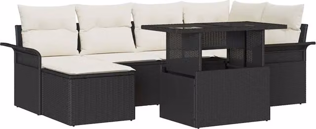 Set Divano da Giardino 7 pz Nero 3357050