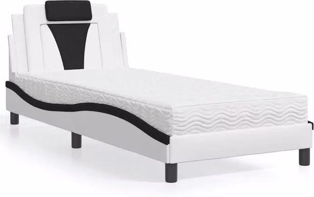 Letto Viana vidaXL in similpelle bianco e nero con materasso, L/P/H: 90 x 190 cm