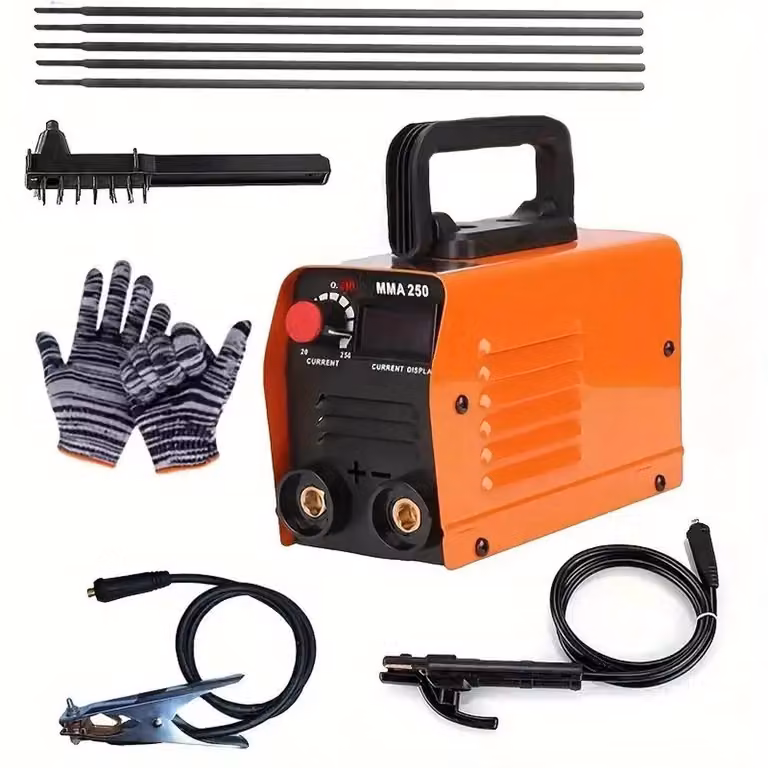 Saldatrice - MMA-250: Saldatrice inverter portatile - Corrente di saldatura regolabile da 20 a 250 A - Corrente ad arco da 20 a 250 A - Spina di tipo europeo