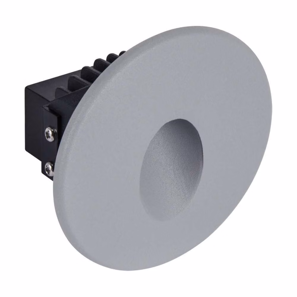 Lampada da scala a LED a gradini, da parete, per interni ed esterni, grigia, rotonda, bianco neutro
