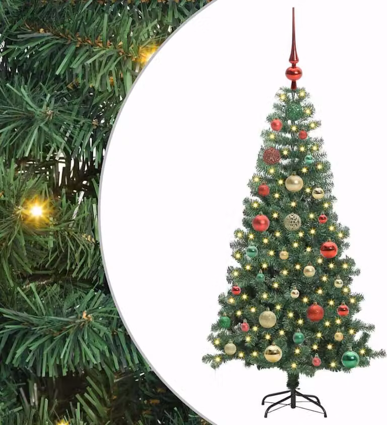 Albero di Natale con 150 LED con supporto Verde 120 cm PVC