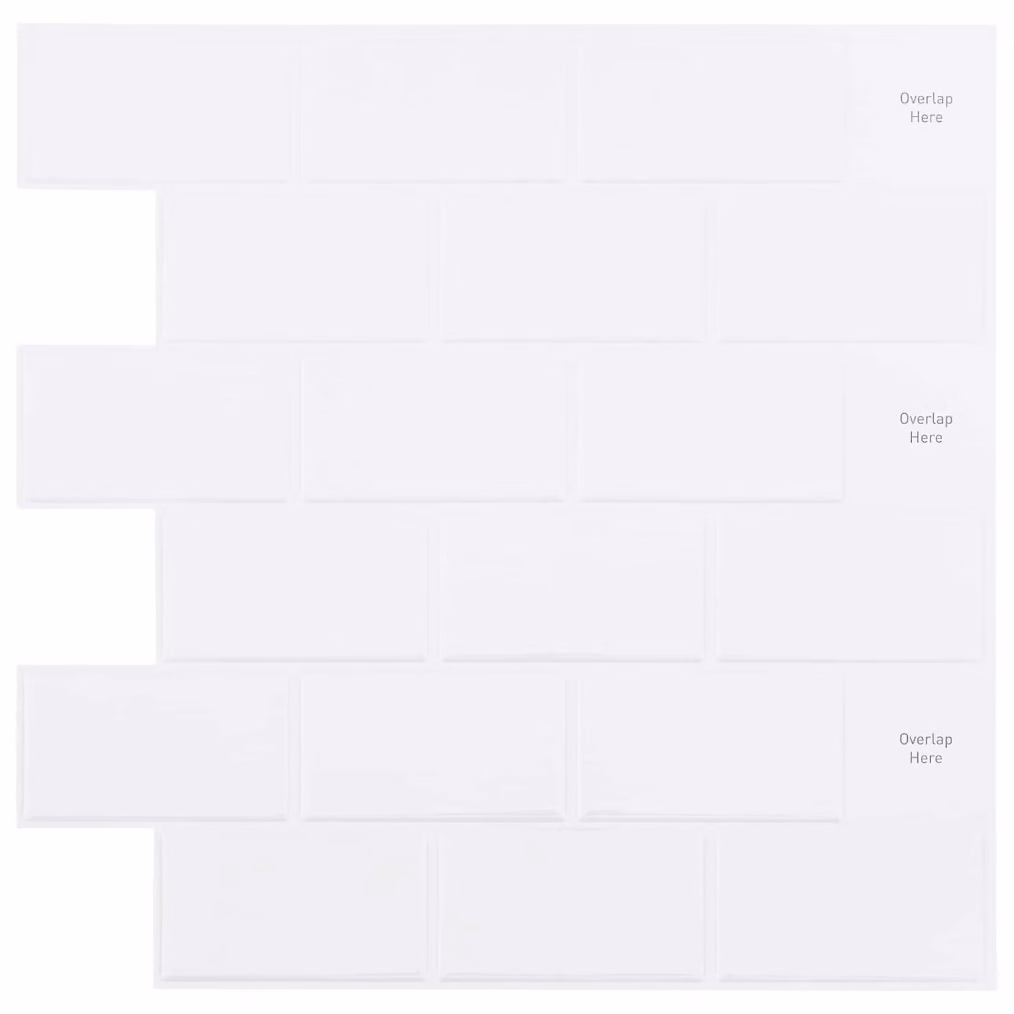 Piastrella subway 20 pcs Bianco 30 x 30 cm Poliuretano e PET