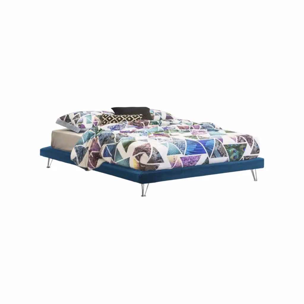 Letto matrimoniale Arbatrax Talamo Italia in tessuto blu, adatto per materasso 160x200 cm – 2
