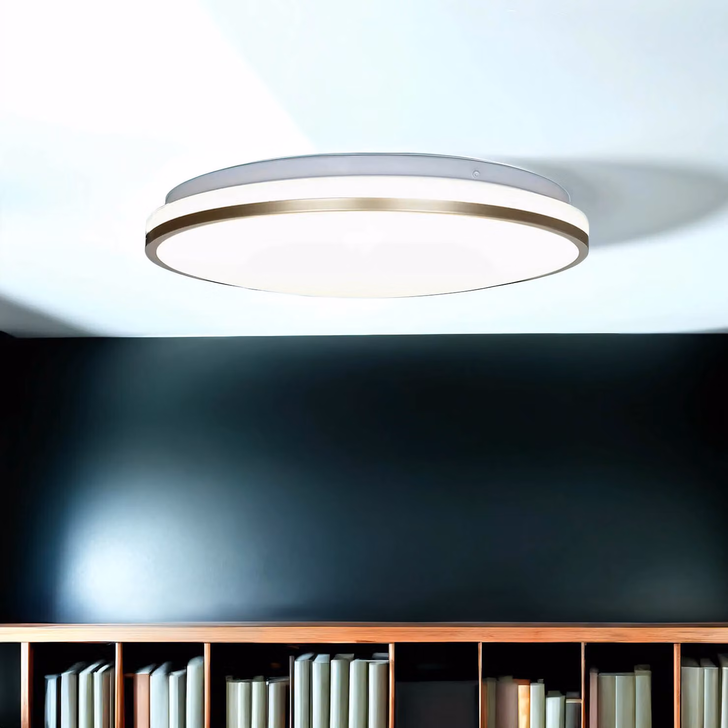 Plafoniera in metallo LED Ø 38 cm in oro bianco rotondo 4000 K bianco neutro 1460 lm Lampada da soffitto