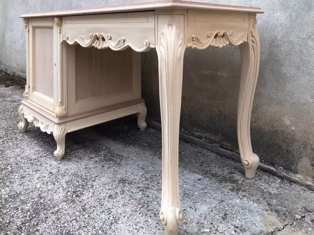 Scrivania classica barocco in legno grezzo Mobili 2G L: 142 cm, P: 61 cm, H: 78 cm – 2