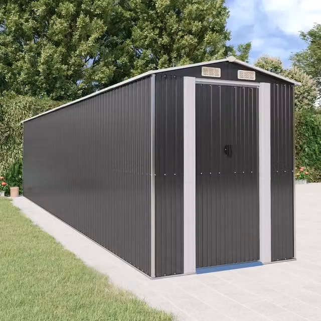 Capanno da Giardino Videx in Acciaio Zincato Antracite L: 192 cm, P: 855 cm, H: 223 cm