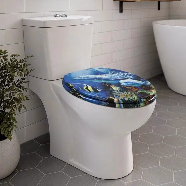 Sedile WC Ovale Homseat Copriwater in Legno MDF con Chiusura Rallentata Soft Close Cerniere Acciaio Inox Bagno